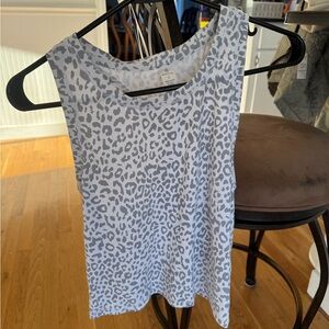 Altar'd State White and Gray Leopard Tank Top